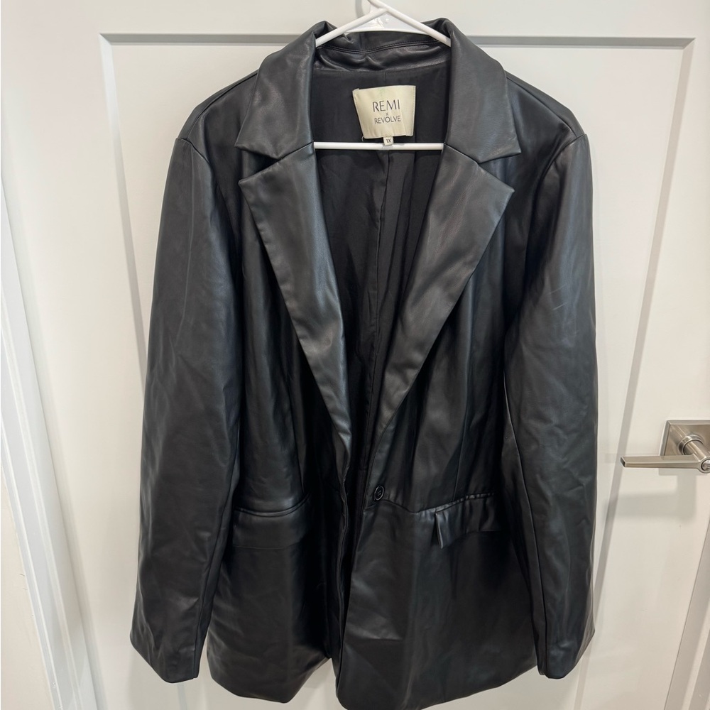 Remi x Revolve Black Leather Blazer